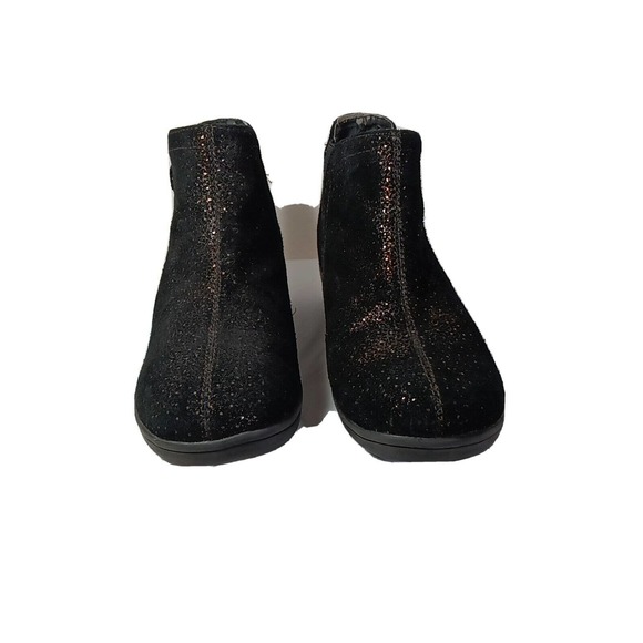 Skechers Womens Ankle Boots Booties Black Leather Sparkle Pull Ons 8 - Picture 1 of 8